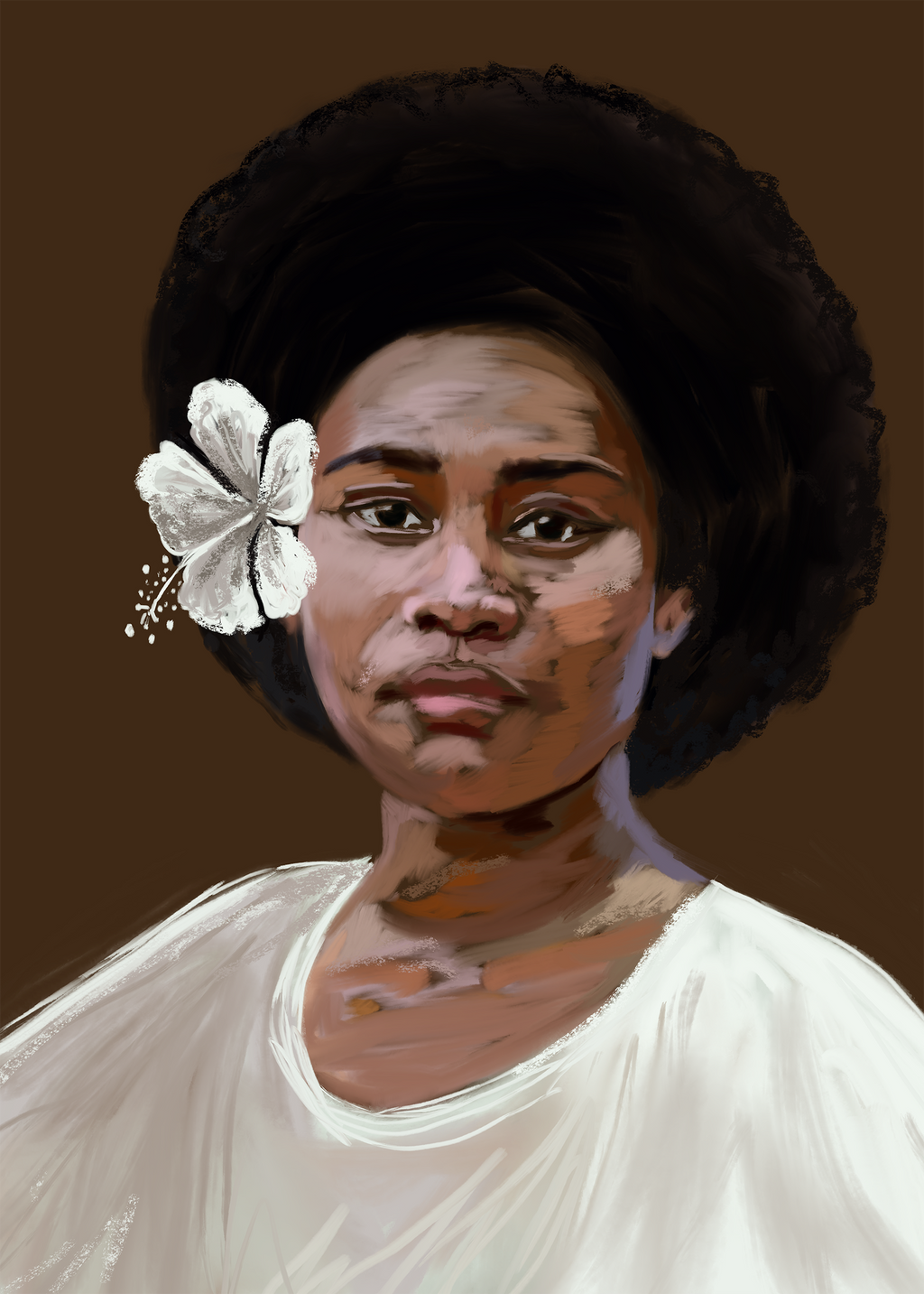 Marama With White Hibiscus Fine Art Print